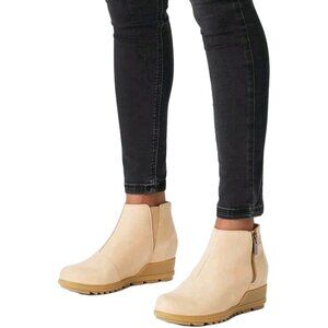 NEW SOREL Evie II Zip Winter Boots 7 Women Leather Waterproof Ankle Wedge Bootie